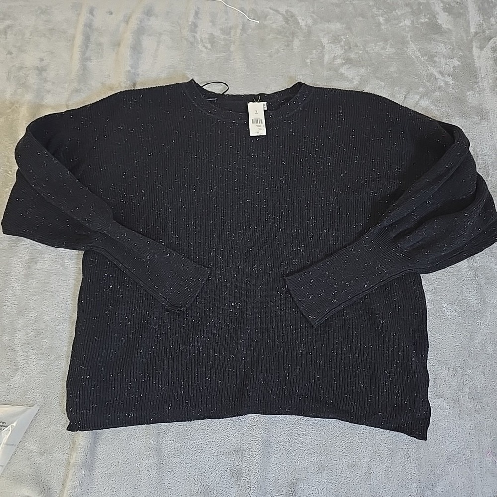 Anthropologie Moth Donegal Sweater Womens Large‎ Black Spotted Casual Preppy
